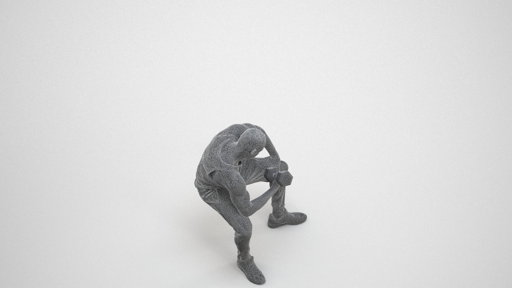 realistic 3D human man casual sport, archviz people FBX OBJ for Blender, wireframe three-quarter view