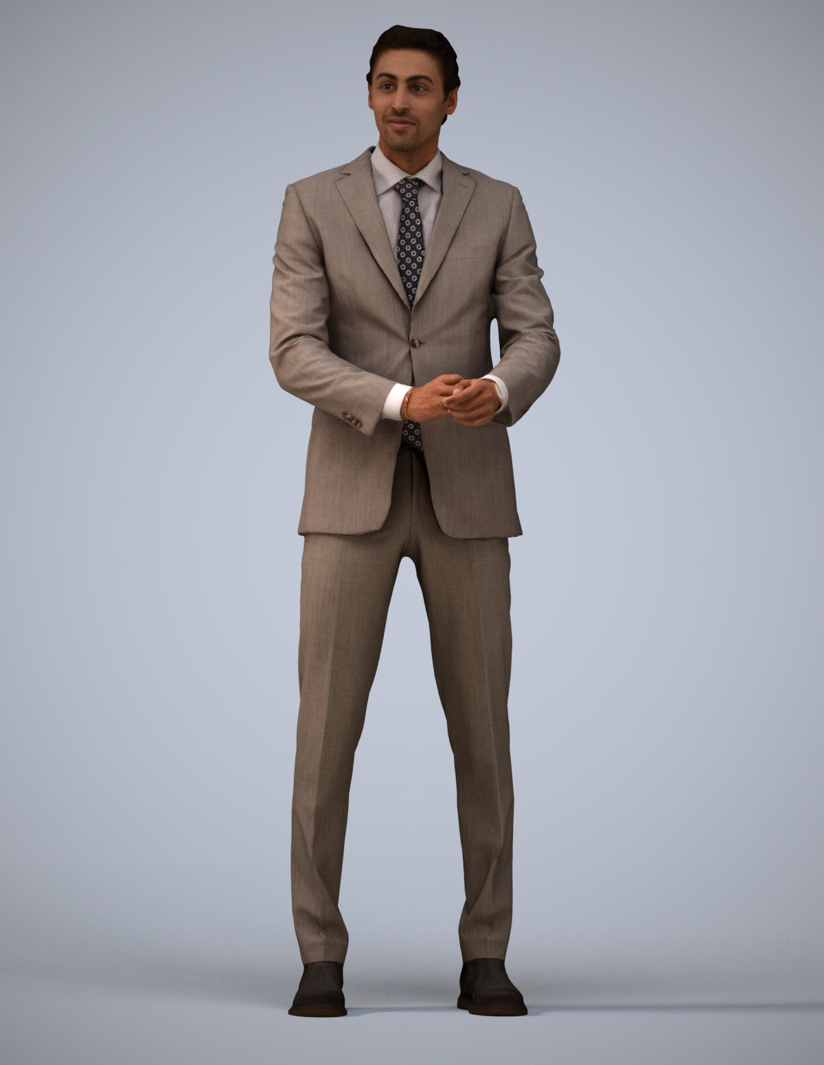 3D human model man business, photogrammetry scanned person for archviz