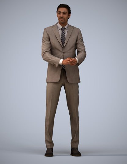 3D human model man business, photogrammetry scanned person for archviz