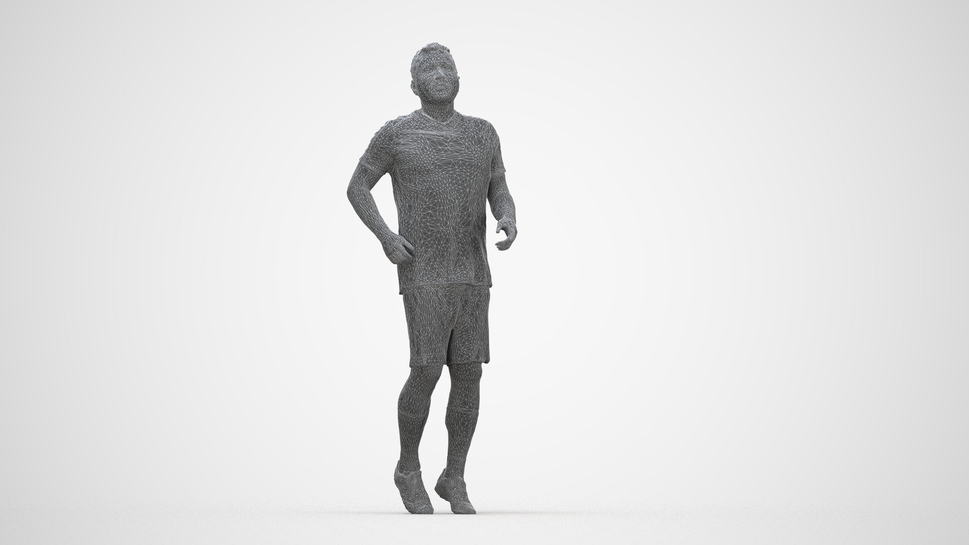 realistic 3D people man sport, render-ready for V-Ray and Corona, FBX OBJ, wireframe back view