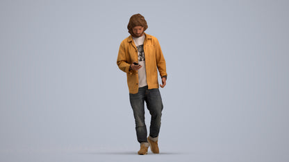 3D scanned man walking casual, photorealistic archviz people for Enscape and SketchUp, standing pose render