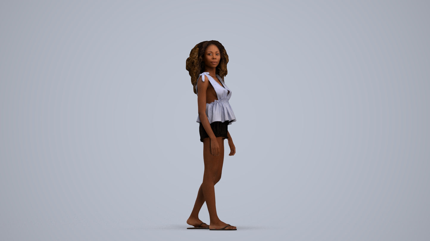 scanned 3D woman casual standing, photogrammetry people for Enscape and V-Ray, standing pose render