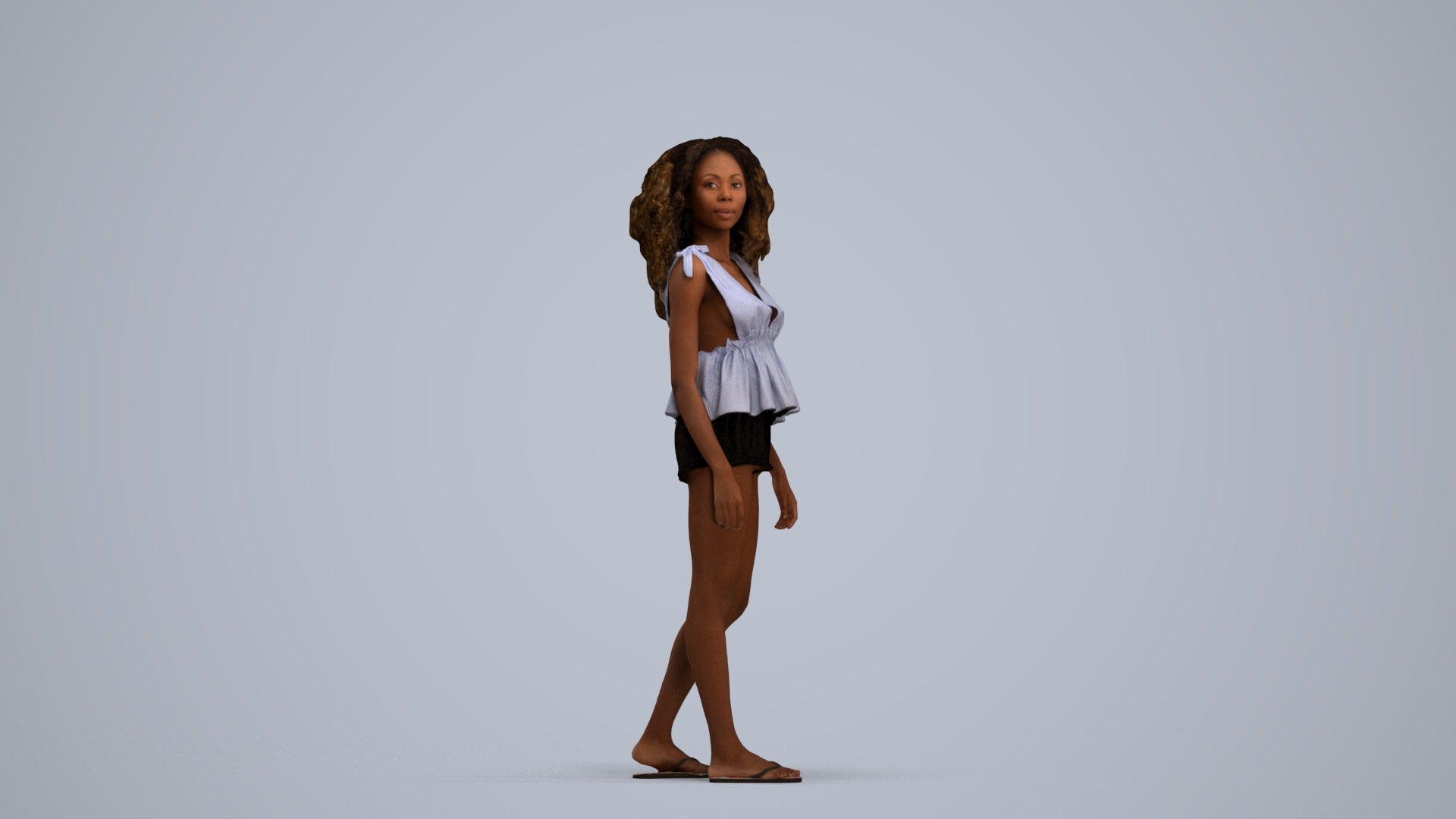 scanned 3D woman casual standing, photogrammetry people for Enscape and V-Ray, standing pose render