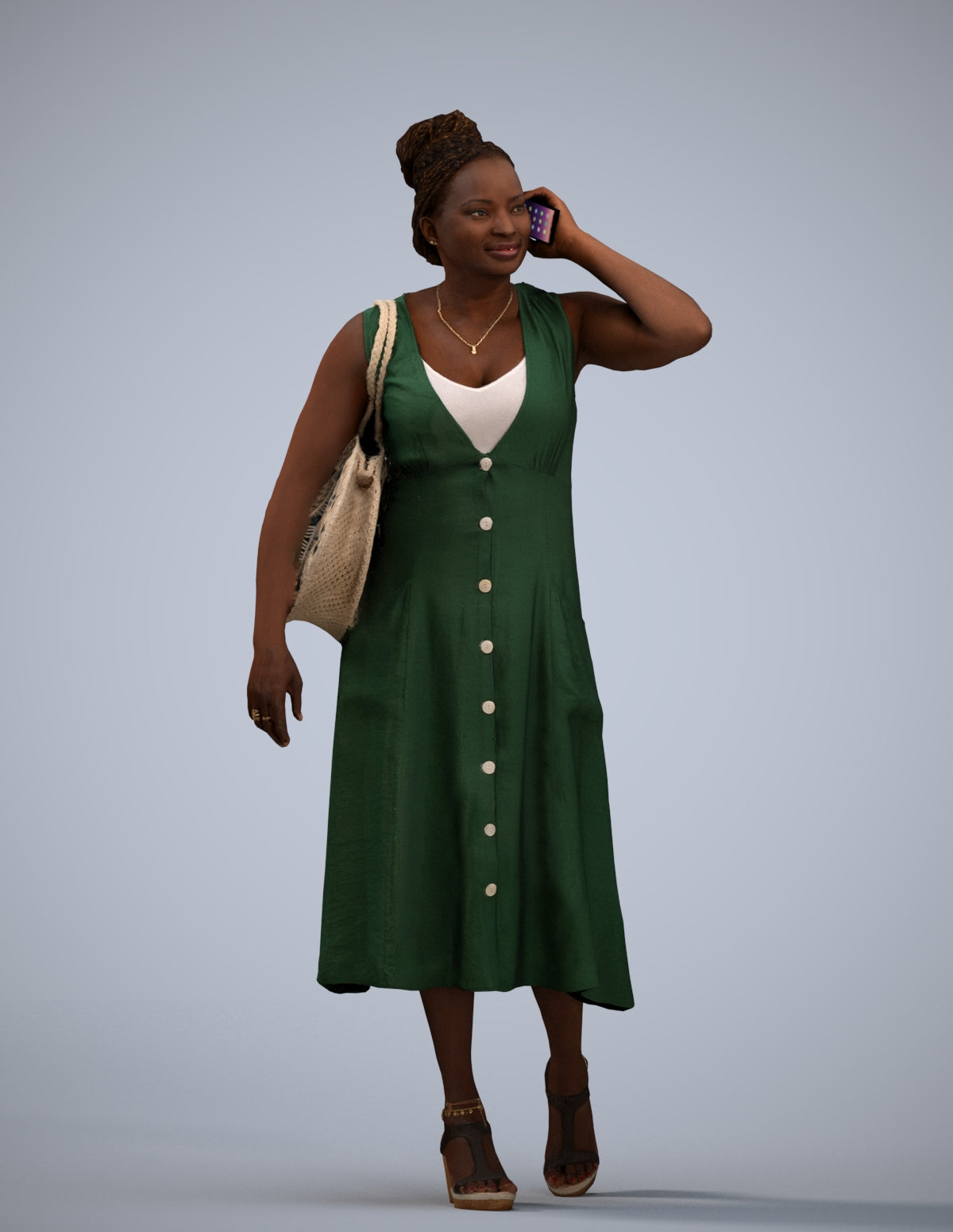 photogrammetry 3D woman casual walking, realistic human model archviz FBX
