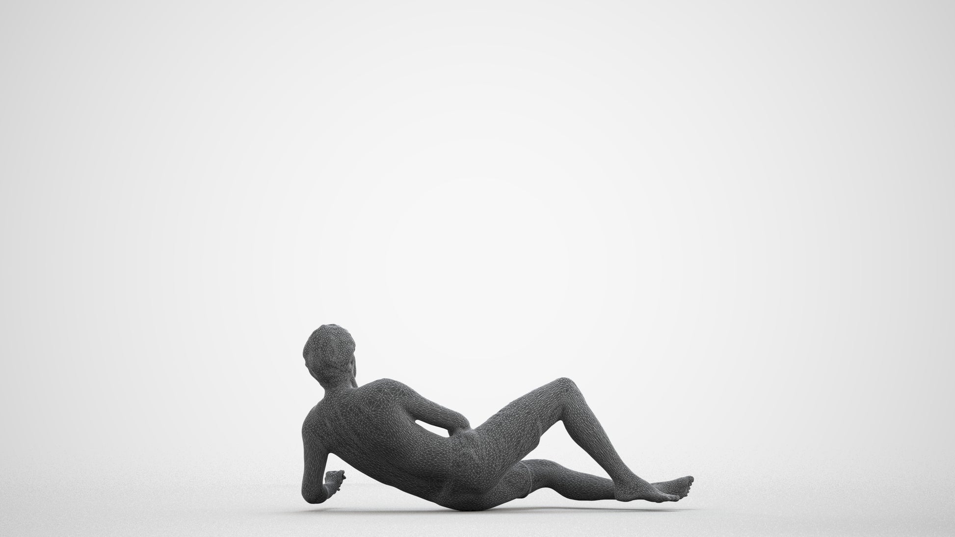 photogrammetry 3D man pool, realistic human model archviz FBX, wireframe front view