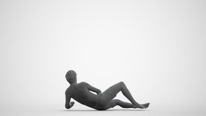 photogrammetry 3D man pool, realistic human model archviz FBX, wireframe front view