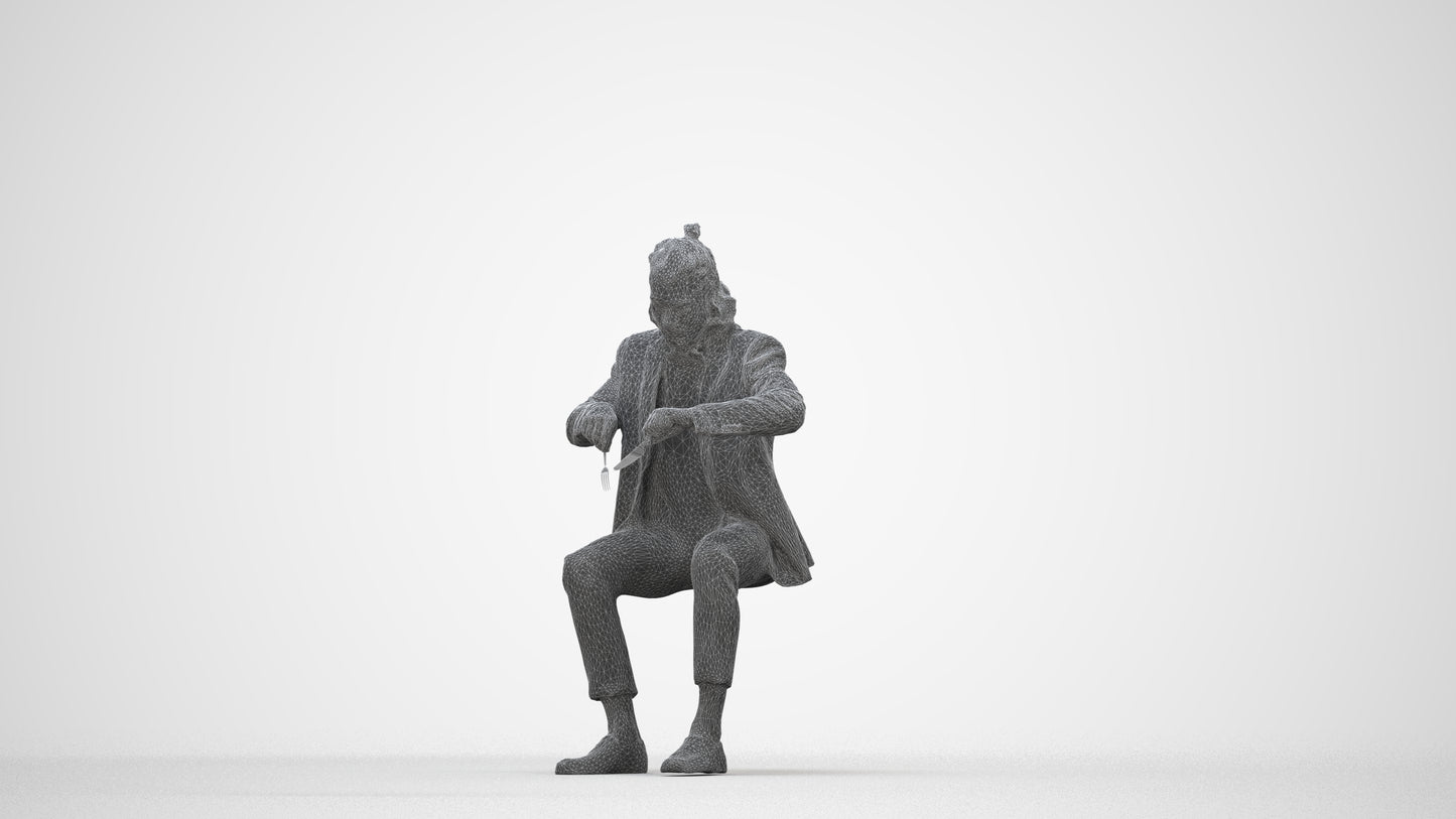 3D scanned man formalaffairs casual, photorealistic archviz people for Enscape and SketchUp, wireframe back view