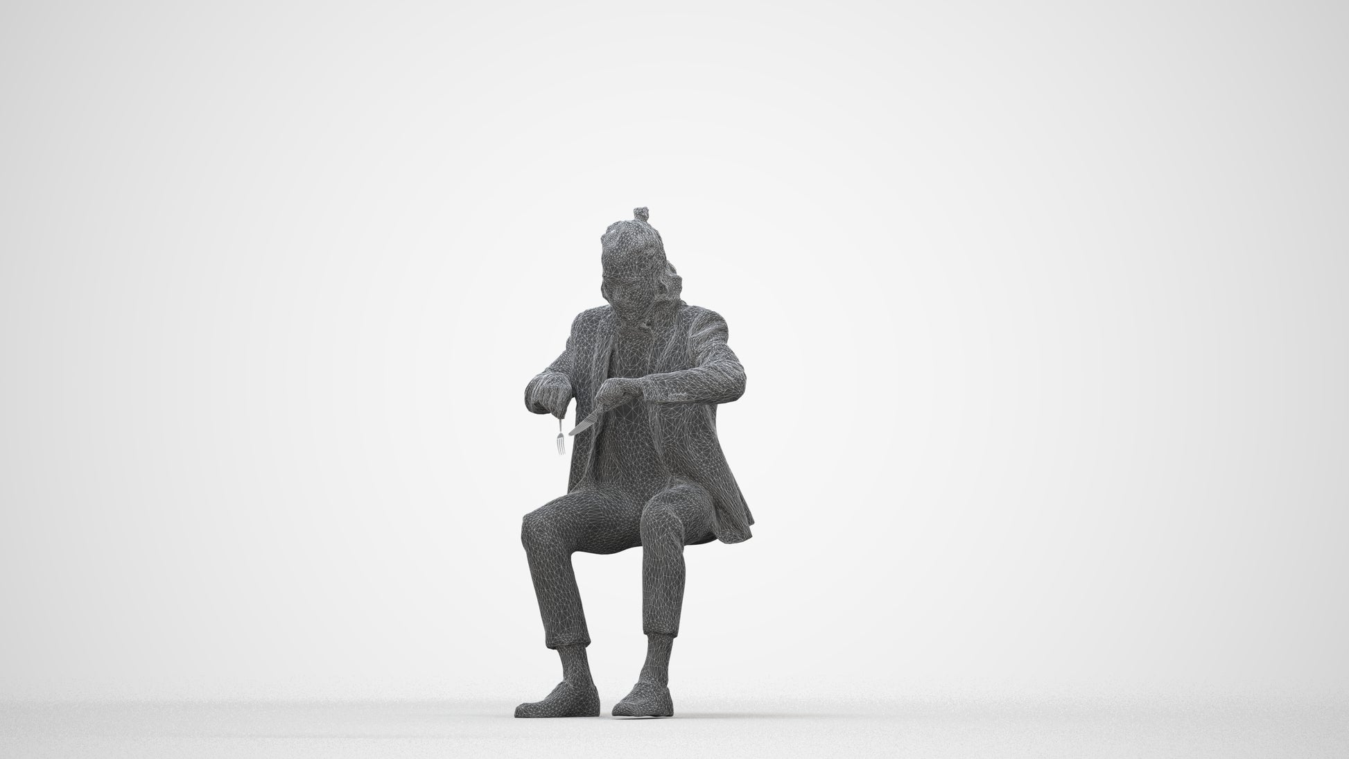 3D scanned man formalaffairs casual, photorealistic archviz people for Enscape and SketchUp, wireframe back view