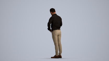 realistic 3D man business standing, scanned archviz people for Blender and 3ds Max, front view render