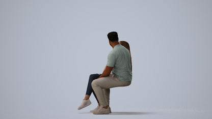 realistic 3D human woman casual couple, archviz people FBX OBJ for Blender, three-quarter view render