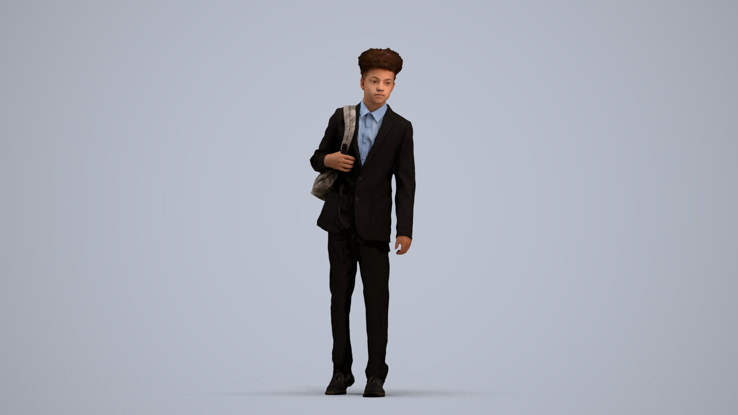 realistic 3D people man kids, render-ready for V-Ray and Corona, FBX OBJ, standing pose render