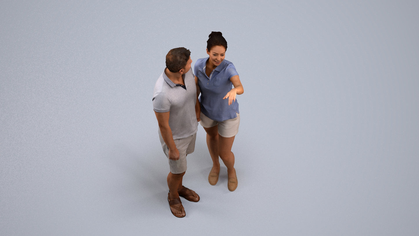 scanned 3D woman casual couple, photogrammetry people for Enscape and V-Ray, back view render