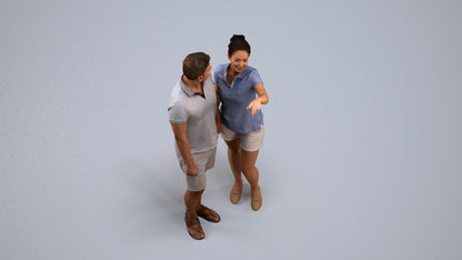 scanned 3D woman casual couple, photogrammetry people for Enscape and V-Ray, back view render