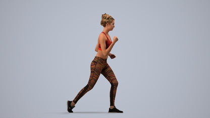 photogrammetry 3D woman sport walking, realistic human model archviz FBX, side view render