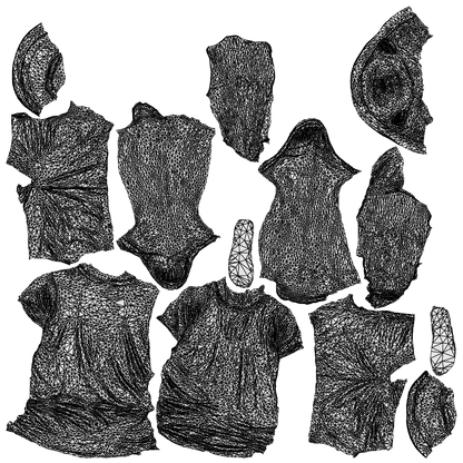3D scanned man standing casual, photorealistic archviz people for Enscape and SketchUp, wireframe top-down view
