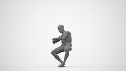 3D scanned man sitting casual, photorealistic archviz people for Enscape and SketchUp, wireframe back view