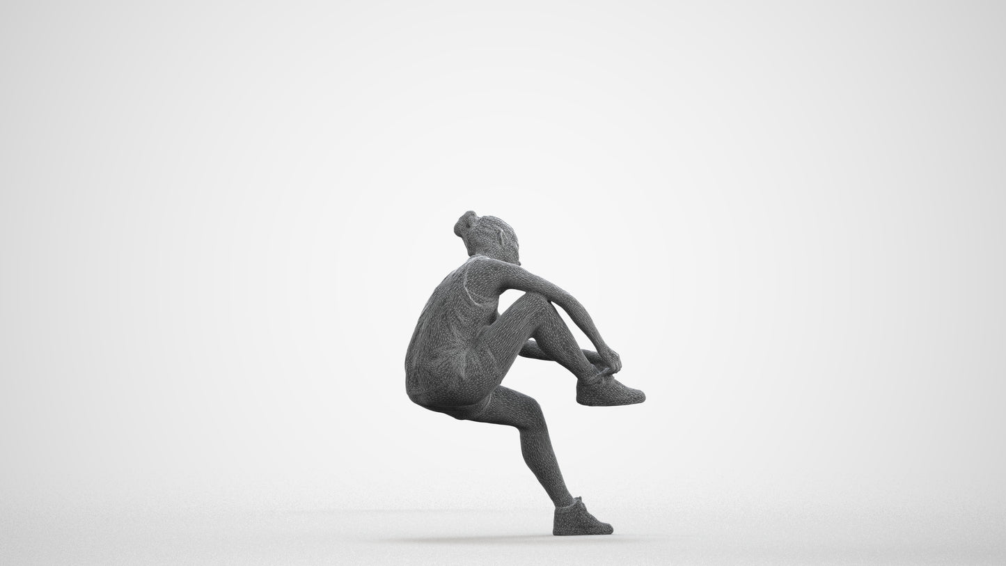 realistic 3D woman sport, scanned archviz people for Blender and 3ds Max, wireframe front view