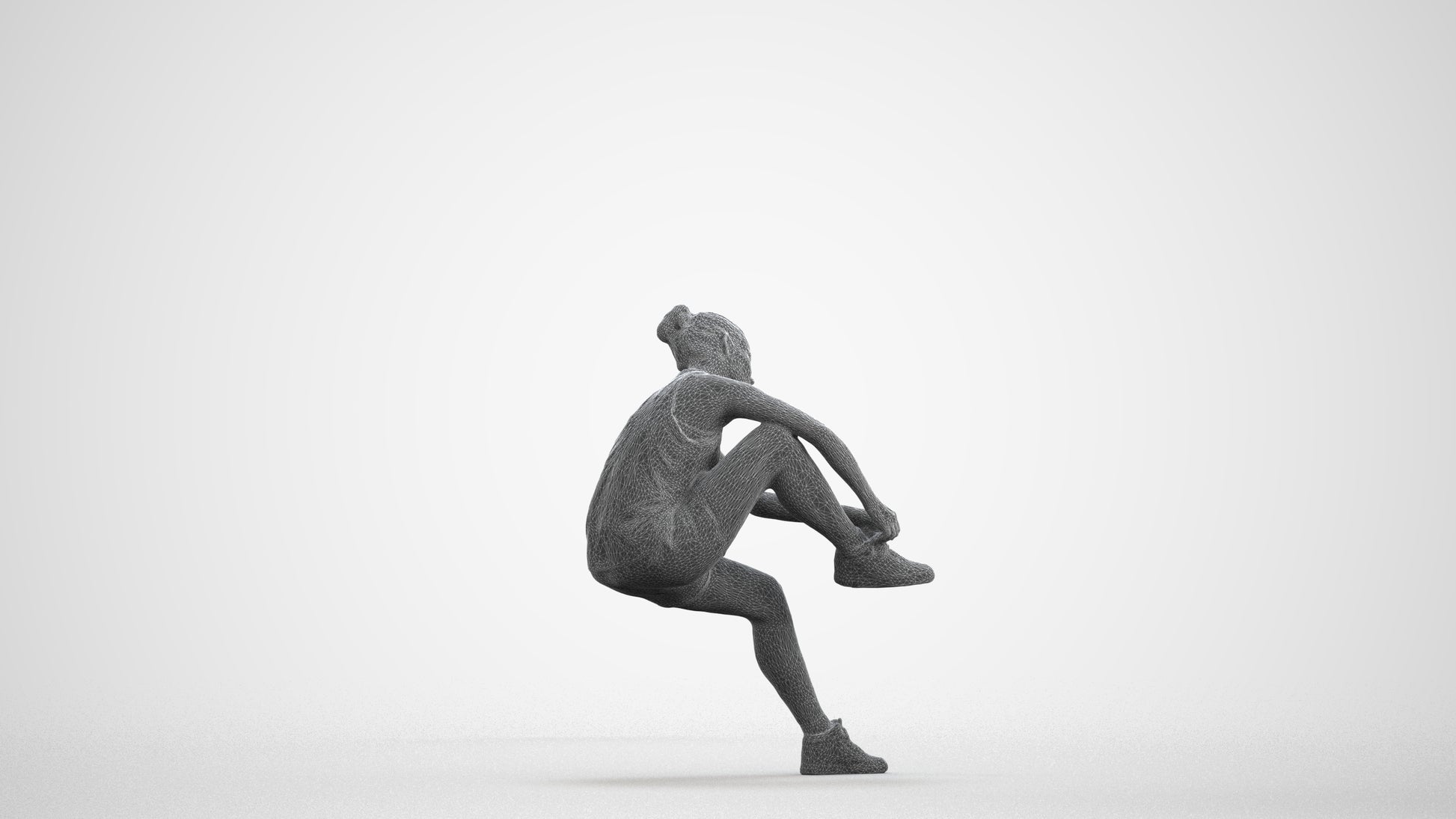 realistic 3D woman sport, scanned archviz people for Blender and 3ds Max, wireframe front view