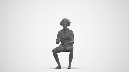 realistic 3D people man business sitting, render-ready for V-Ray and Corona, FBX OBJ, three-quarter front view render