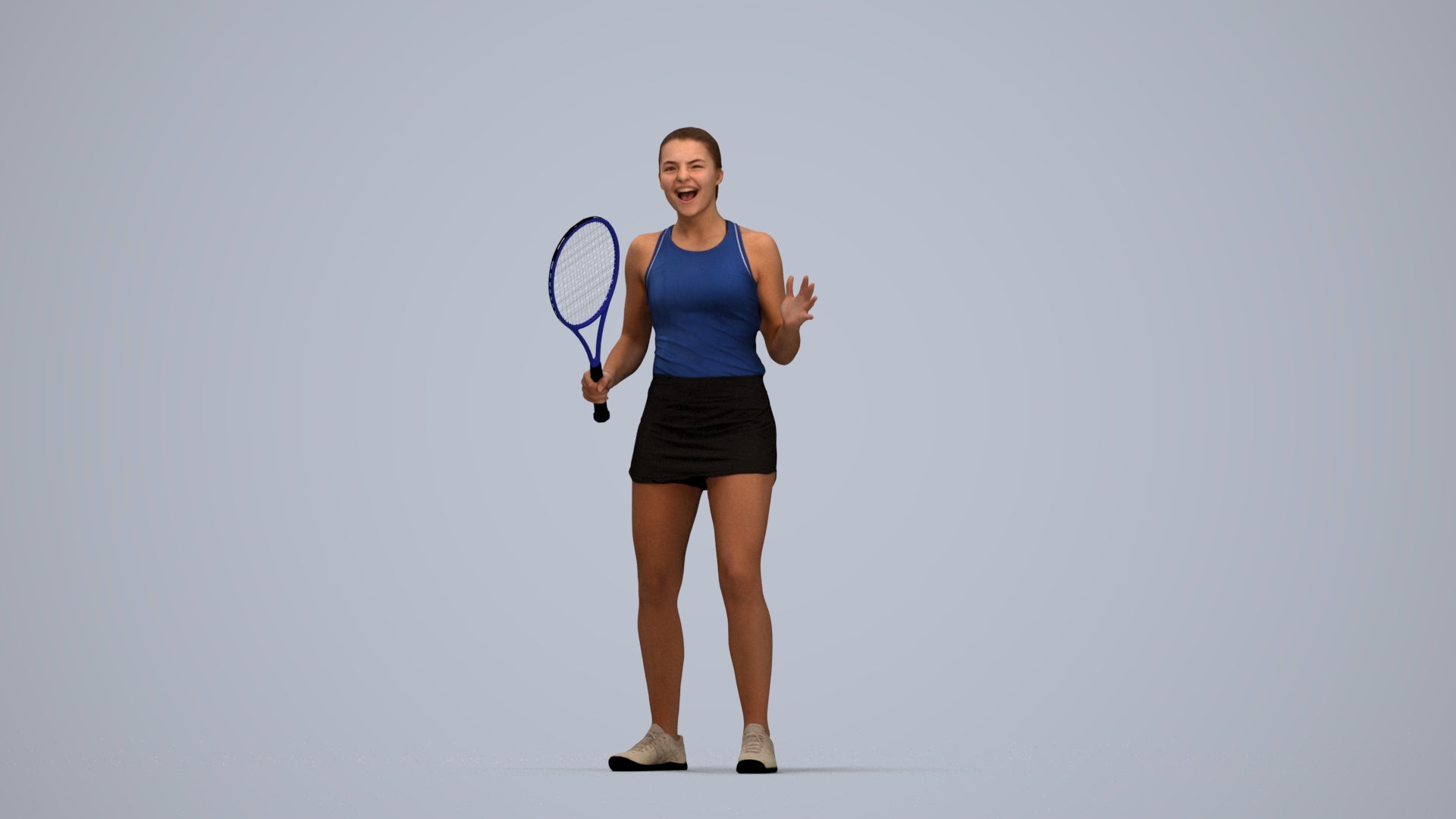 photogrammetry 3D girl sport, realistic human model archviz FBX, top-down view render