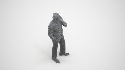 3D scanned man business, photorealistic archviz people for Enscape and SketchUp, wireframe three-quarter view