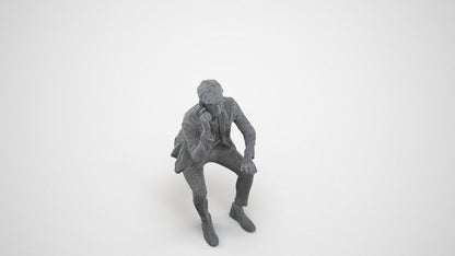 3D scanned man business, photorealistic archviz people for Enscape and SketchUp, wireframe three-quarter view