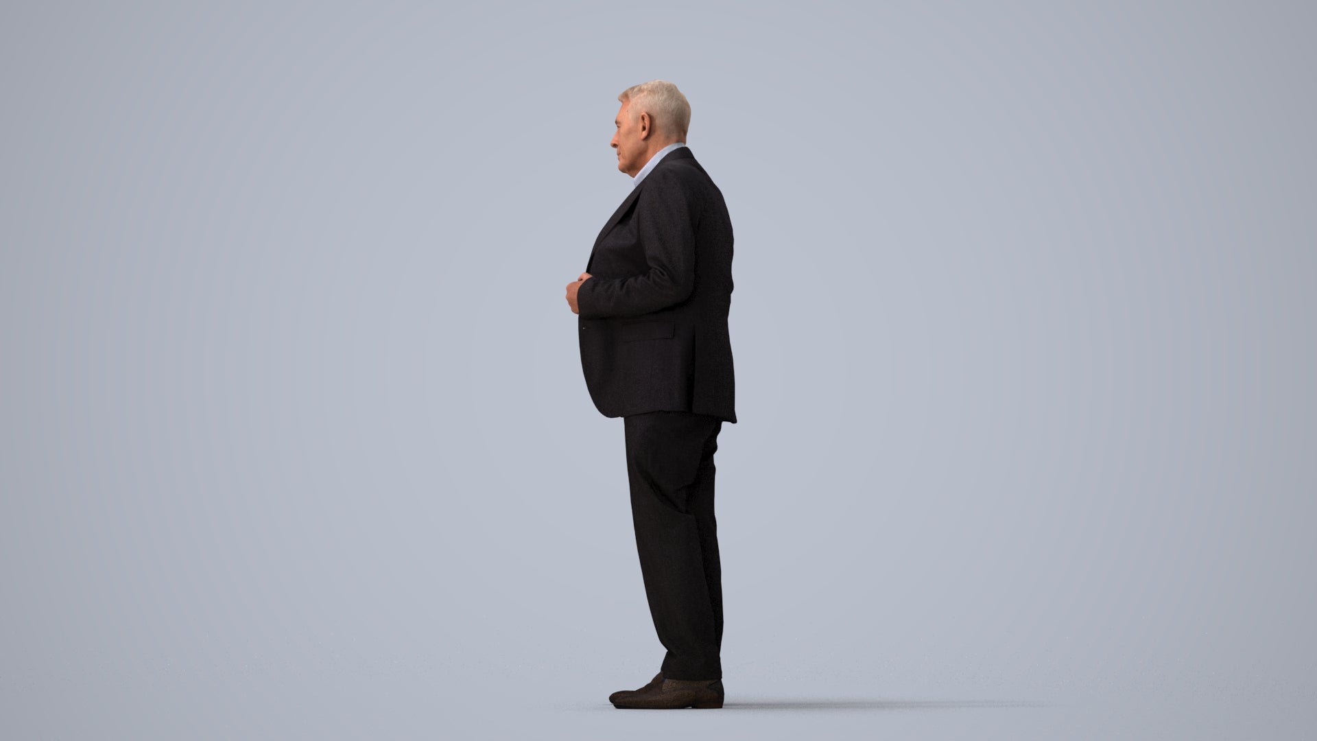 3D people model senior man business, scanned human for 3ds Max rendering, three-quarter view render