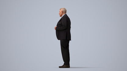 3D people model senior man business, scanned human for 3ds Max rendering, three-quarter view render