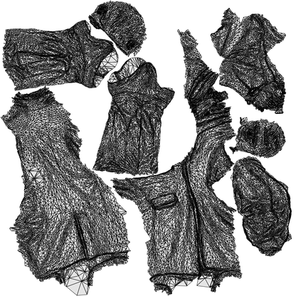 3D human model man standing, photogrammetry scanned person for archviz, wireframe top-down view