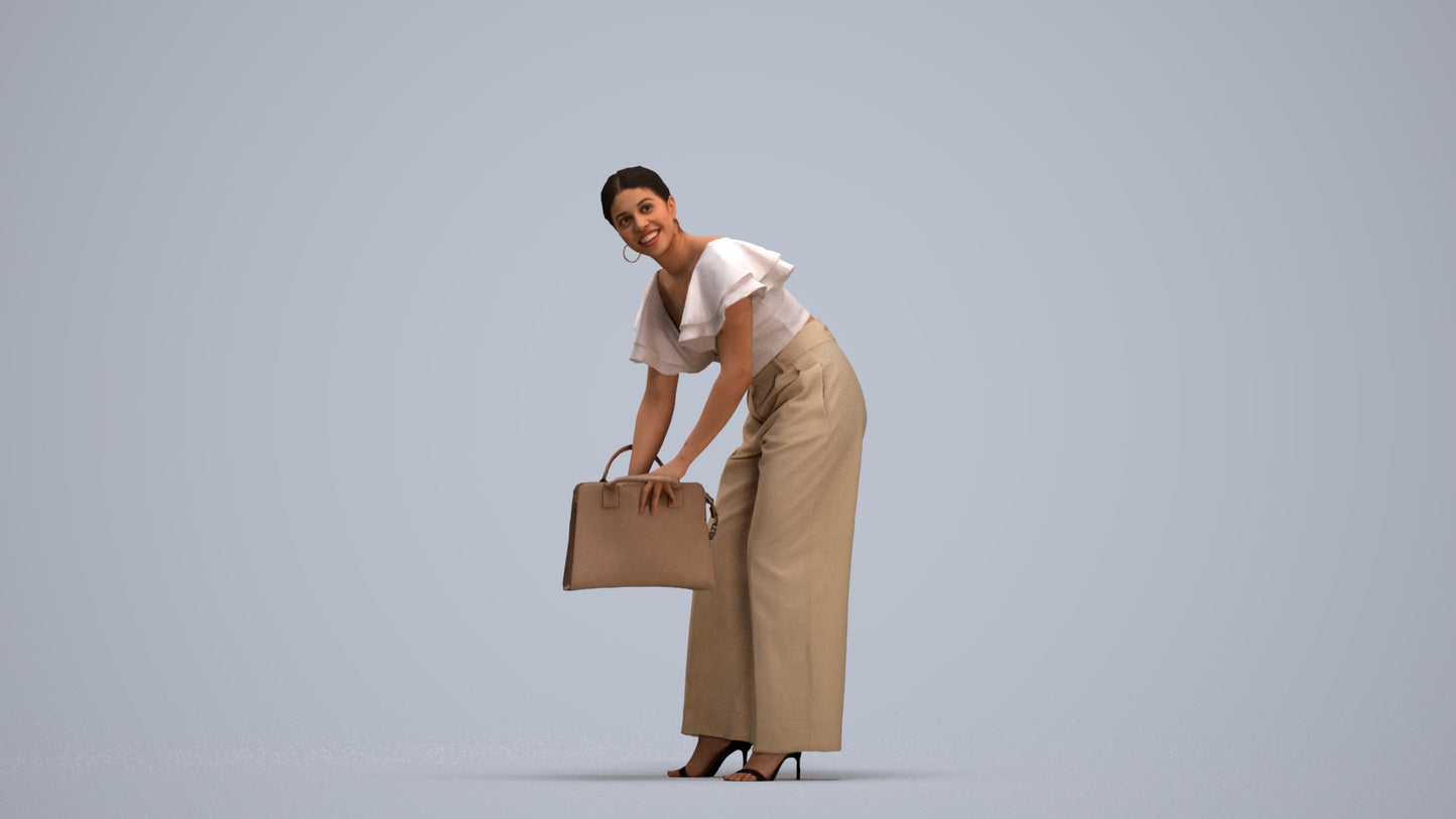 3D scanned woman standing business, photorealistic archviz people for Enscape and SketchUp, standing pose render
