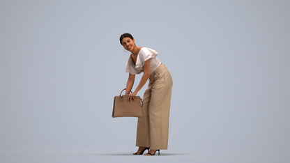 3D scanned woman standing business, photorealistic archviz people for Enscape and SketchUp, standing pose render