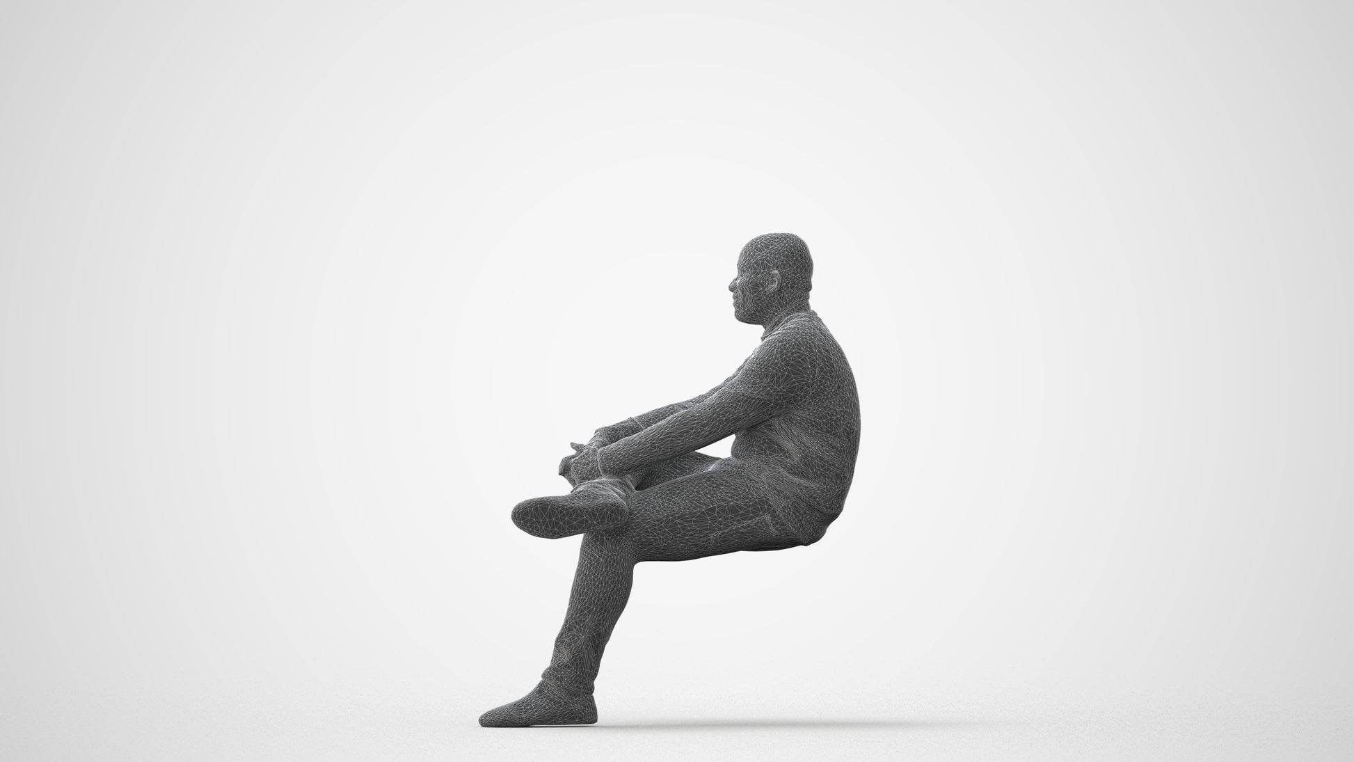 scanned 3D man casual sitting, photogrammetry people for Enscape and V-Ray, square thumbnail