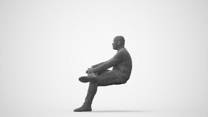 scanned 3D man casual sitting, photogrammetry people for Enscape and V-Ray, square thumbnail