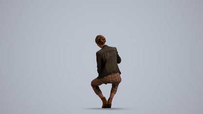 realistic 3D woman business sitting, scanned archviz people for Blender and 3ds Max, front view render