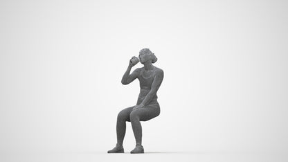 3D human model woman sport, photogrammetry scanned person for archviz, wireframe back view