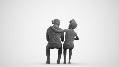 scanned 3D man casual couple, photogrammetry people for Enscape and V-Ray, wireframe front view