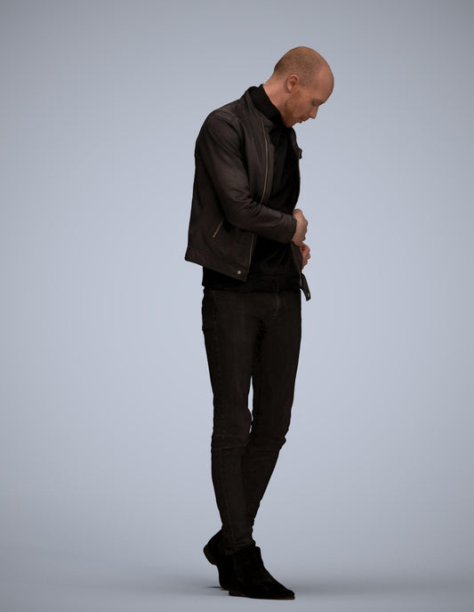 3D scanned man walking casual, photorealistic archviz people for Enscape and SketchUp