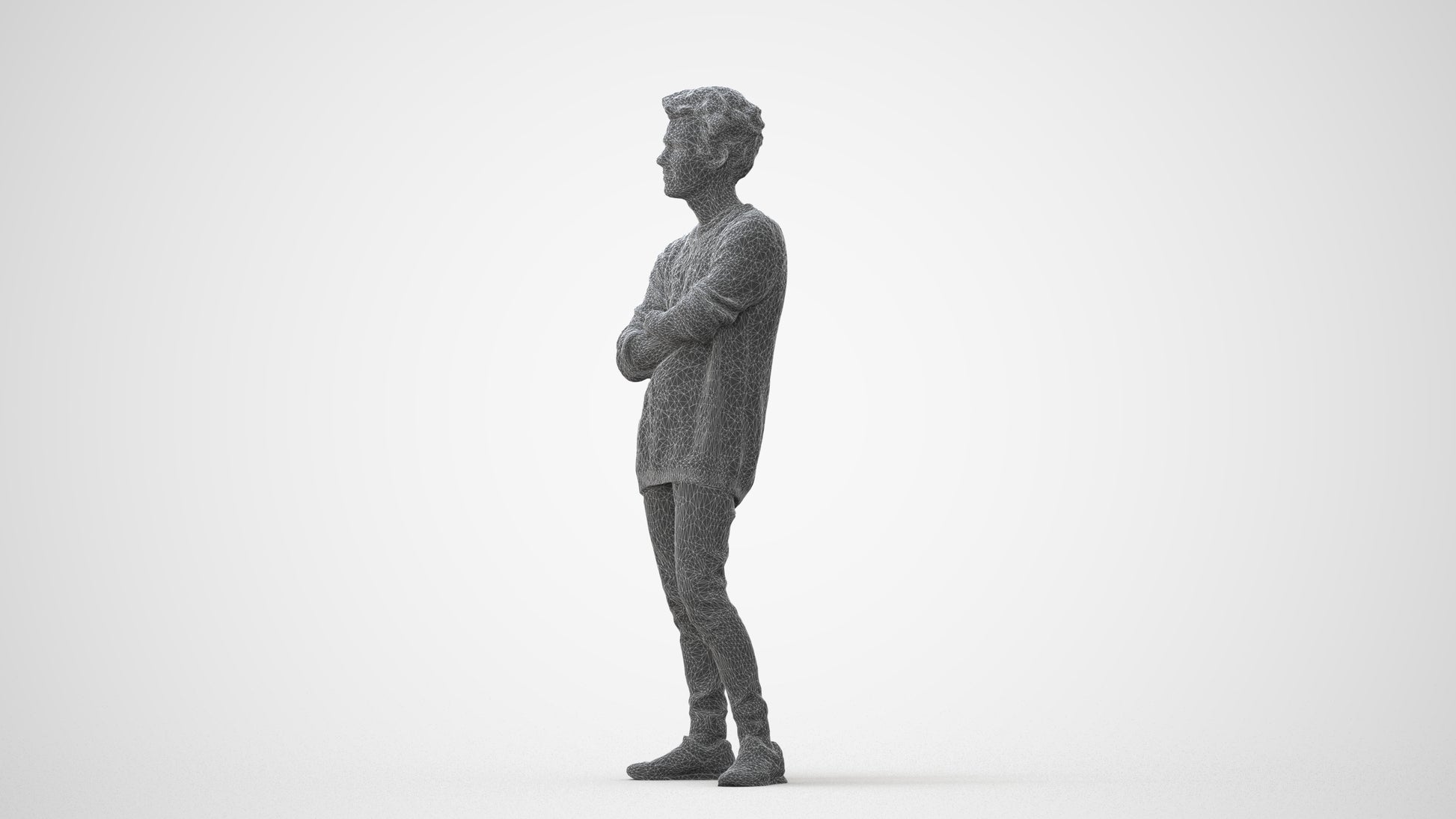 photogrammetry 3D man casual standing, realistic human model archviz FBX, square thumbnail