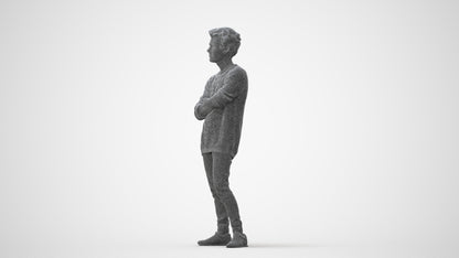 photogrammetry 3D man casual standing, realistic human model archviz FBX, square thumbnail