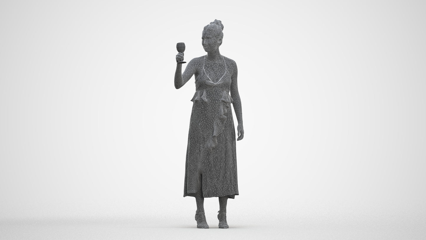 3D people model woman formal formalaffairs, scanned human for 3ds Max rendering, three-quarter front view render