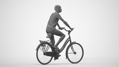 scanned 3D boy casual cycling, photogrammetry people for Enscape and V-Ray, wireframe side view