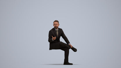 3D people model man business, scanned human for 3ds Max rendering, standing pose render