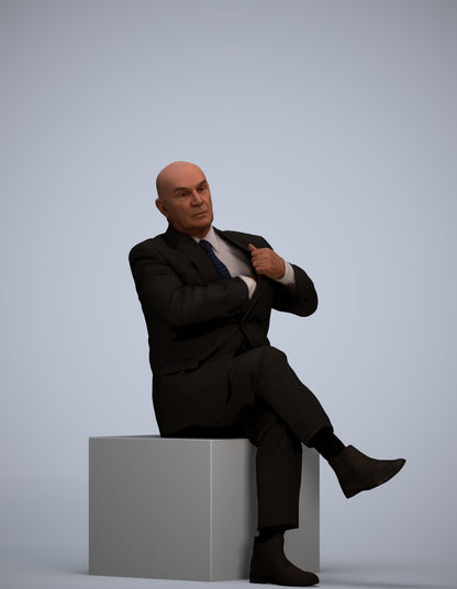 realistic 3D human senior man business mix, archviz people FBX OBJ for Blender