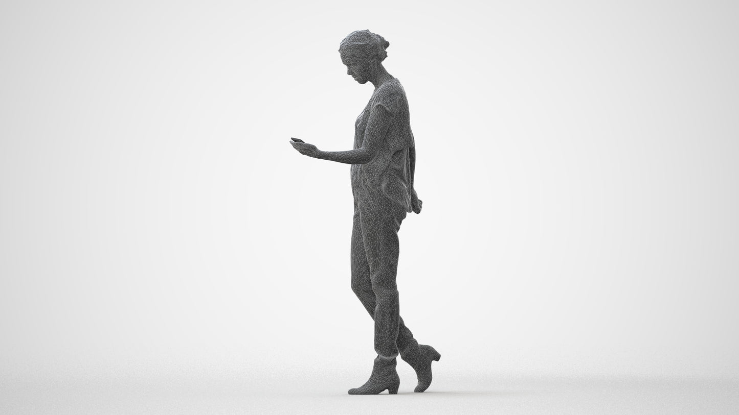 3D scanned woman standing casual, photorealistic archviz people for Enscape and SketchUp, square thumbnail