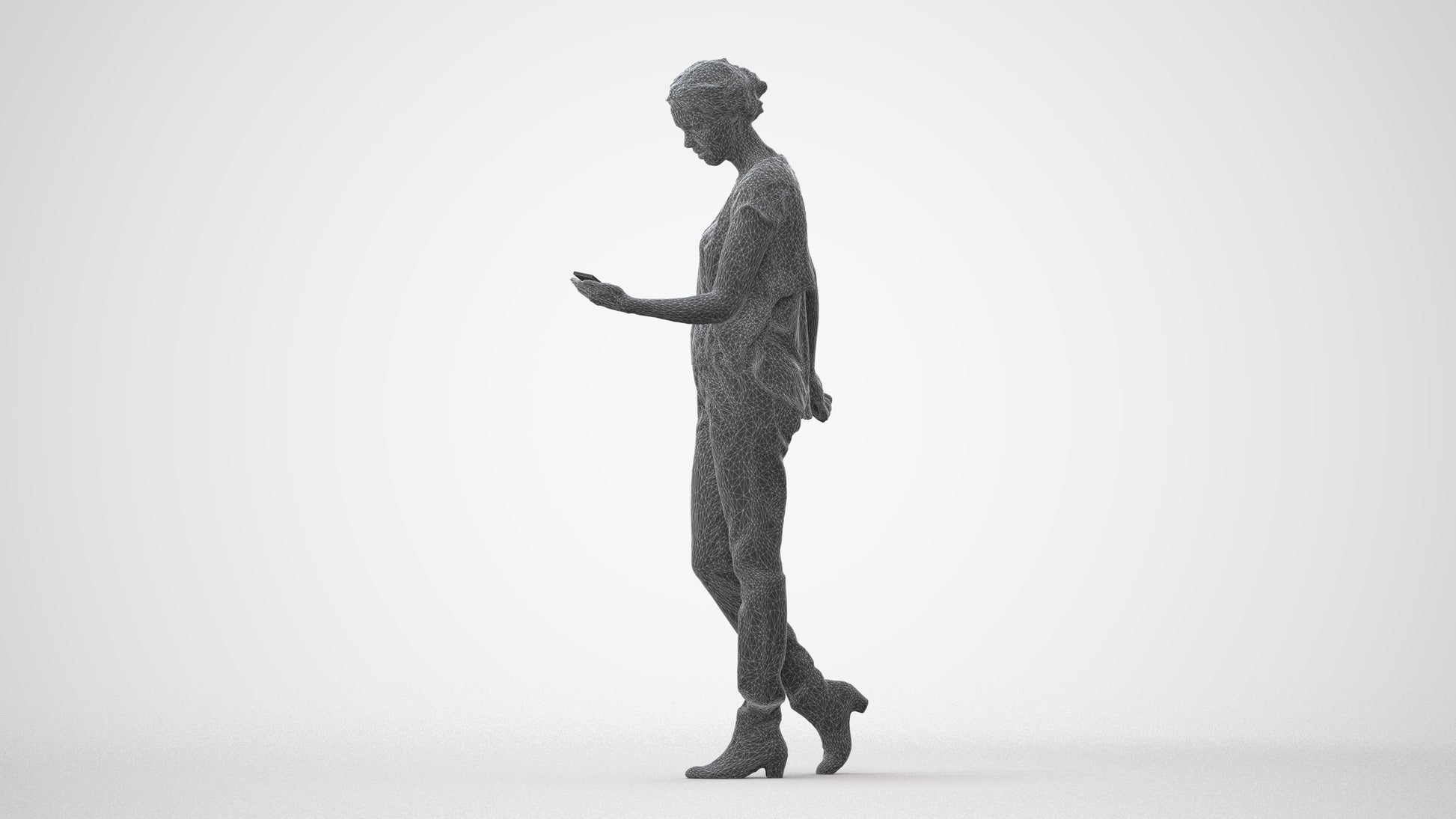 3D scanned woman standing casual, photorealistic archviz people for Enscape and SketchUp, square thumbnail
