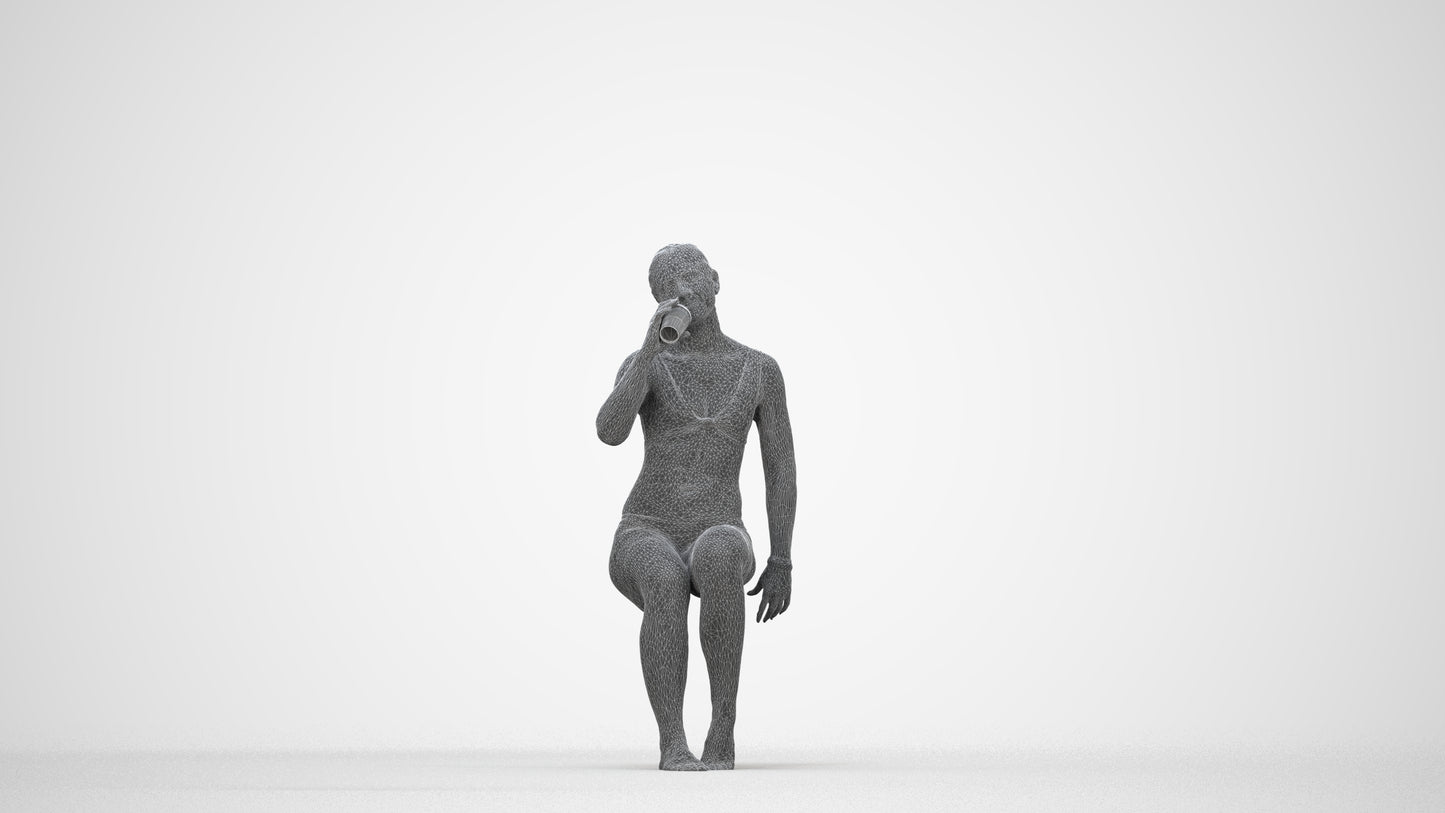 realistic 3D woman mix, scanned archviz people for Blender and 3ds Max, wireframe back view