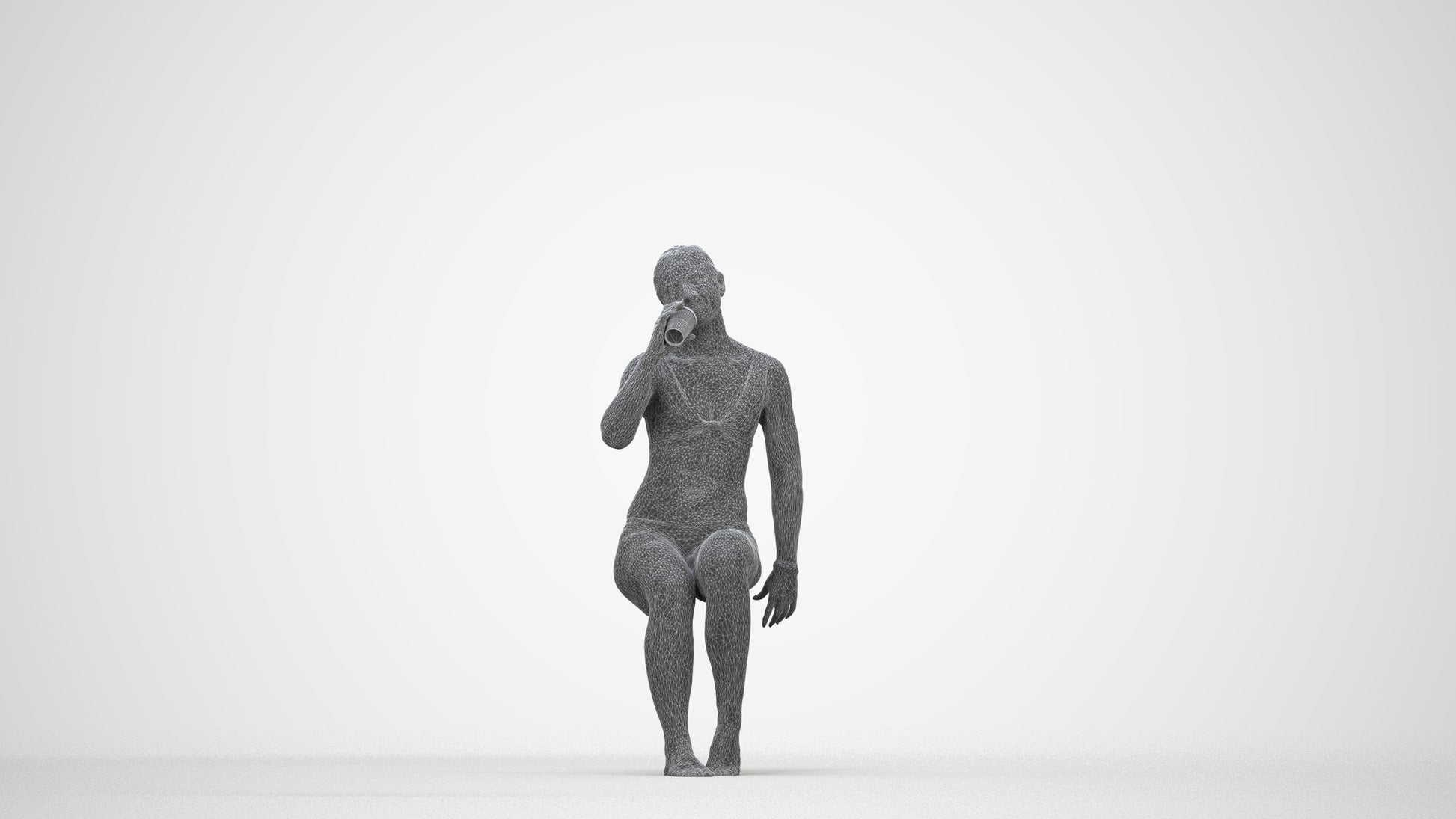 realistic 3D woman mix, scanned archviz people for Blender and 3ds Max, wireframe back view