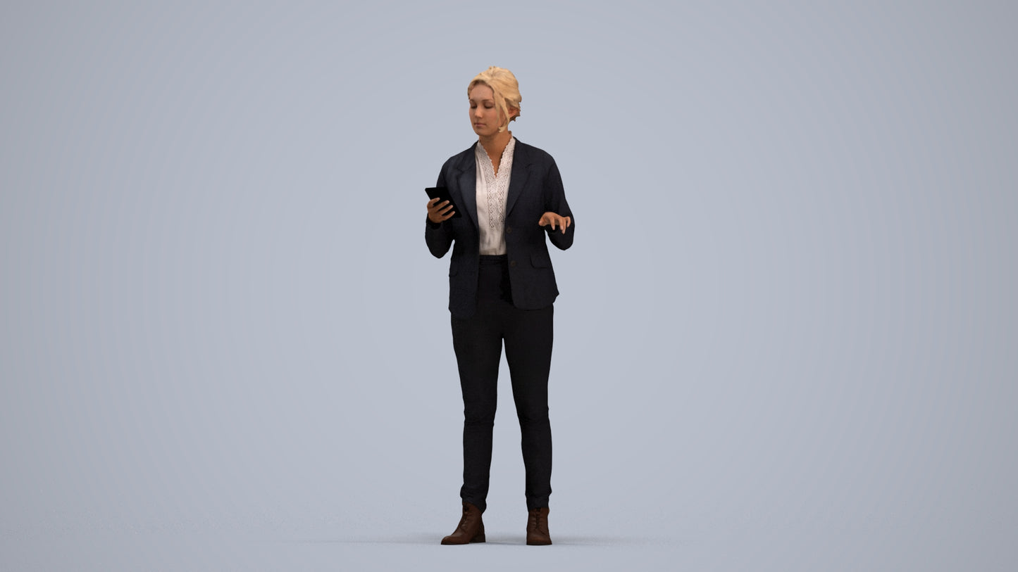 scanned 3D woman business, photogrammetry people for Enscape and V-Ray, standing pose render