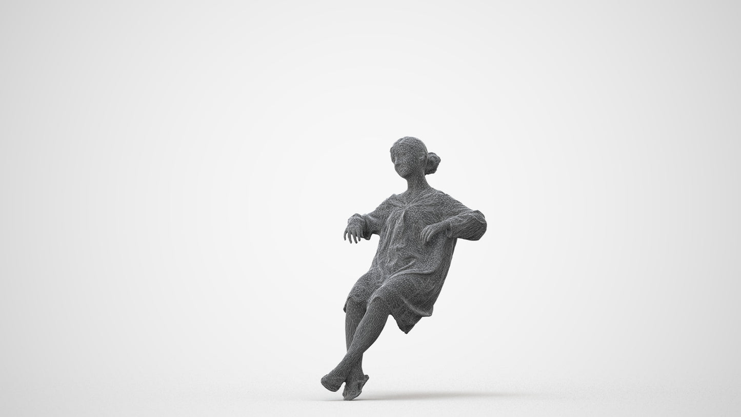 3D scanned girl kids casual, photorealistic archviz people for Enscape and SketchUp, square thumbnail