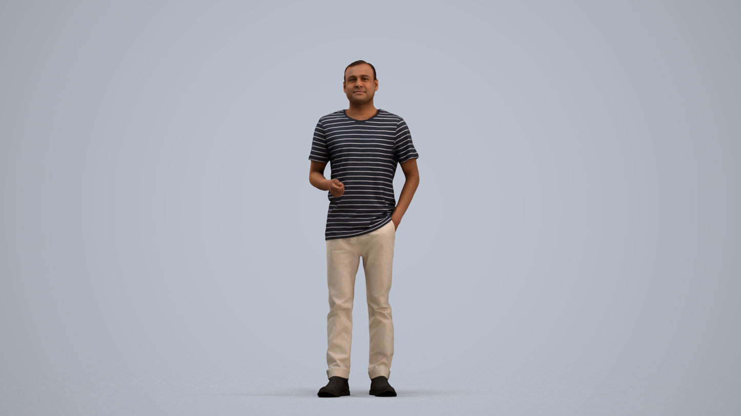 3D scanned man standing casual, photorealistic archviz people for Enscape and SketchUp, standing pose render
